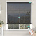 Kilonity Motorized Roller Shades, Light Filtering Remote Control Custom Window Shades Compatible with Alexa Google Assistant via RF Hub, Rechargeable Electric Blinds for Windows (Fireproof Black)