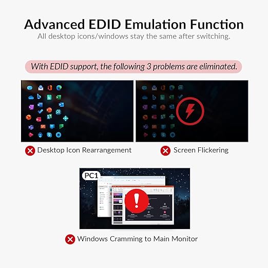 AV Access Docking Station KVM Switch 1 Laptop & 2 Desktop PCs, Dual 4K@60Hz Monitors, EDID Emulation, 100W USB-C Charging, Gigabit Ethernet,High Refresh Rates,Ideal for Gaming, Office & Creative Work