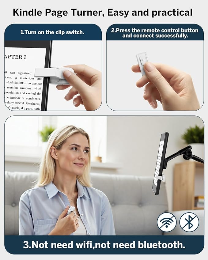 DATAFY [Case-Friendly] Remote Control Page Turner Ring for Kindle Paperwhite Oasis Scribe Kobo eReaders, Camera Camcorder Remote Controls, Page Turner Clicker for ipad iPhone Tablets with Storage Bag