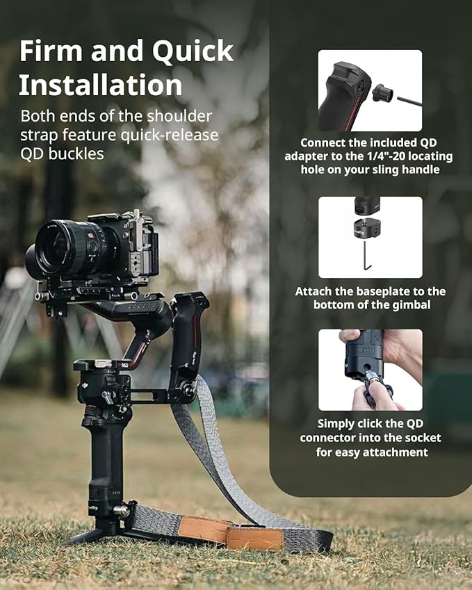 SmallRig RS3 RS2 Weight-Reducing Shoulder Strap Compatible with Sling Handle for DJI, Gimbal Belt with Upgraded QD Quick Release Buckles for DJI RS 5 / RS4 / RS4 Pro/RS 3 / RS 3 Pro/RS 2