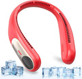 Portable Neck Fan,Personal Wearable Bladeless Fan,LED Display,4-Speeds,6000mAh USB Rechargeable,360° Strong Cooling Wind,Hands Free,White Elephant Gift,Christmas Gifts for Men Women Dad Mom (Red)