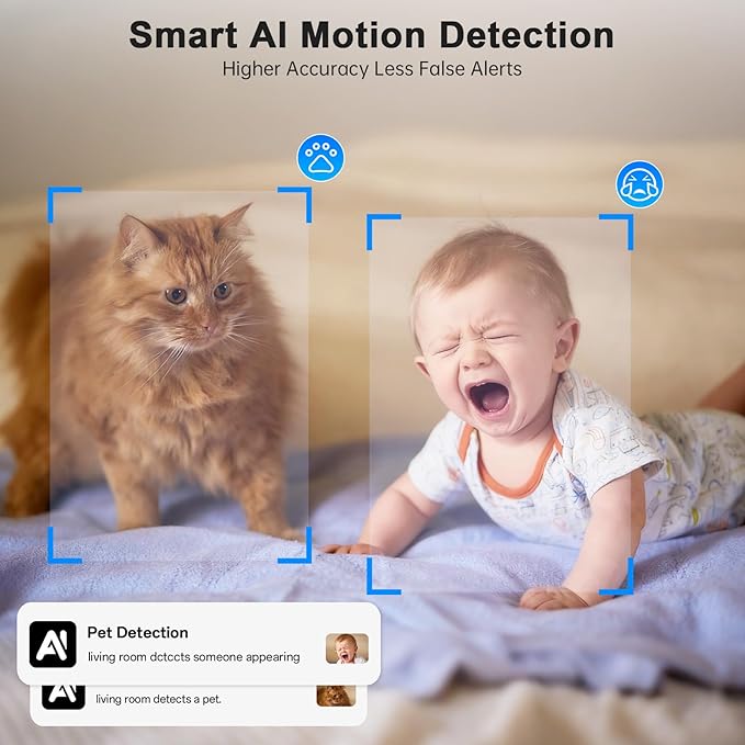Jqimn 2K Security Camera Indoor - 5G&2.4G WiFi Cameras for Home Security, Pet/Dog/Baby Monitor with Phone APP 360Pan/Tilt, One-Tap Call 911, Al Motion Tracking, 24/7 Recording, Night Version