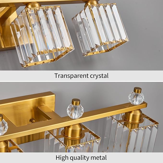 FDPBY Vanity Lights 4-Light Modern Crystal Vanity Light Gold Bathroom Light Fixtures Over Mirror Crystal Bathroom Vanity Lighting Fixtures