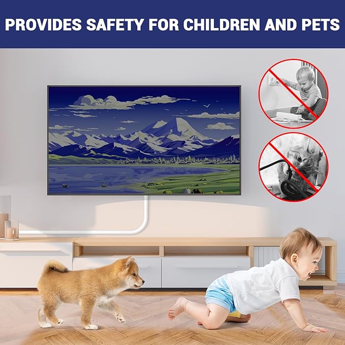Wall Cord Hider - Flexible Cable Concealer for Mounted TVs, Self-Adhesive, W0.59inxH0.39in, White