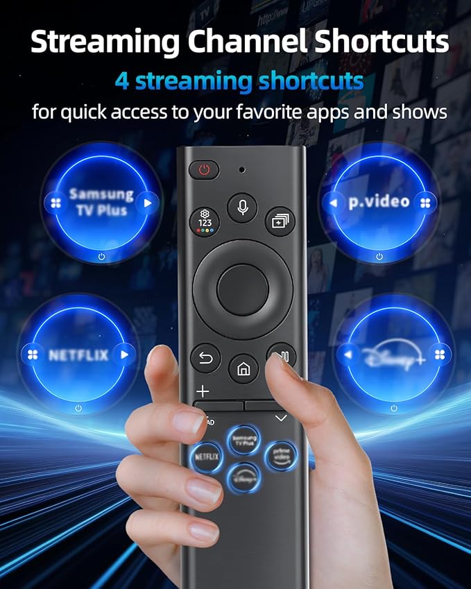 Replacement Universal Voice Remote Control, Compatible with Samsung Smart TVs 2019–2025, Including QLED, Frame, Crystal UHD, Neo QLED, and OLED Series (Not Solarcell Models)