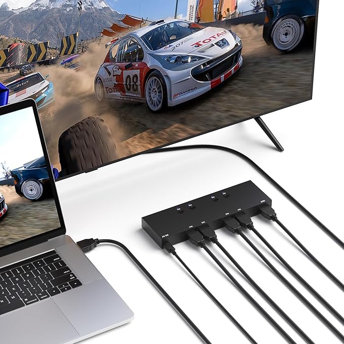 4 in 1 Out HDMI Converter with 4k@60Hz HDMI Switch & Infrared Remote Control - Ideal for Nintendo Switch/OLED/Xbox PS5/4/3 Blu-Ray Player Fire TV Stick Roku Apple TV Chromecast PC