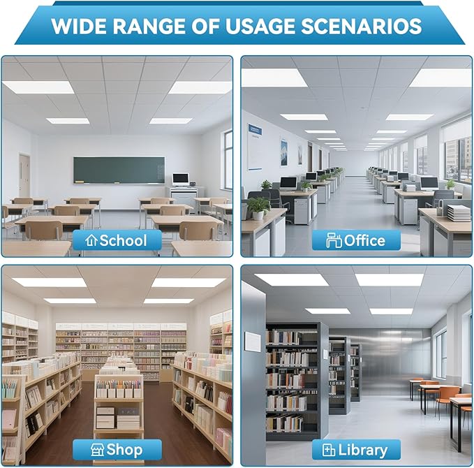 Msbfi 2x4 LED Flat Panel Lights Drop Ceiling Light Fixture 5000K 4000K 3000K Selectable 0-10v Dimmable, 30-40-50W 24x48 LED Light Fixture 100-277V for Office Ceiling Lighting Fixture ETL/DLC 48 Pack