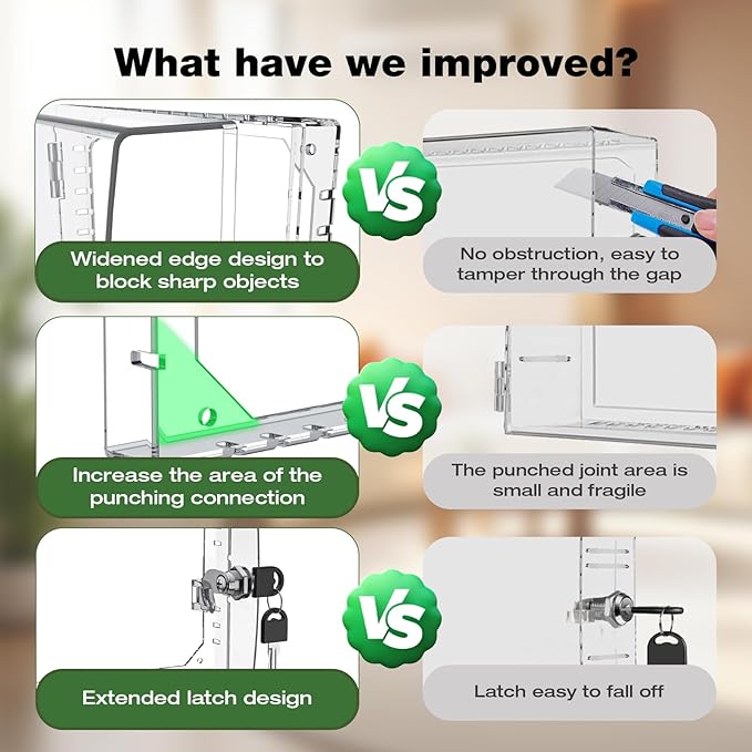 AUURIO 3 PCS Upgraded Thermostat Lock Box with Key, Large Space Thermostat Cover Seamless Anastomosis, Clear Decorative AC Lock Box Cover on Wall Fits Thermostats 4.8" H x 6" W or Smaller