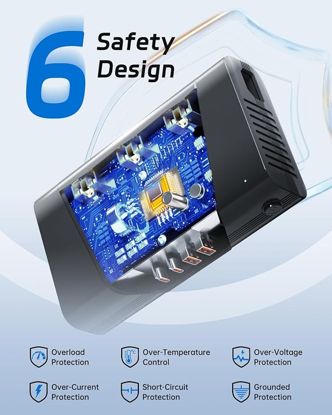 DOACE 220V to 110V Converter - 800W Voltage Converter US to Europe for Hair Straightener, Curler, Phone, Power Converter with 2 USB C & 2 USB A Ports, European Travel Plug Adapter UK, US, AU, EU