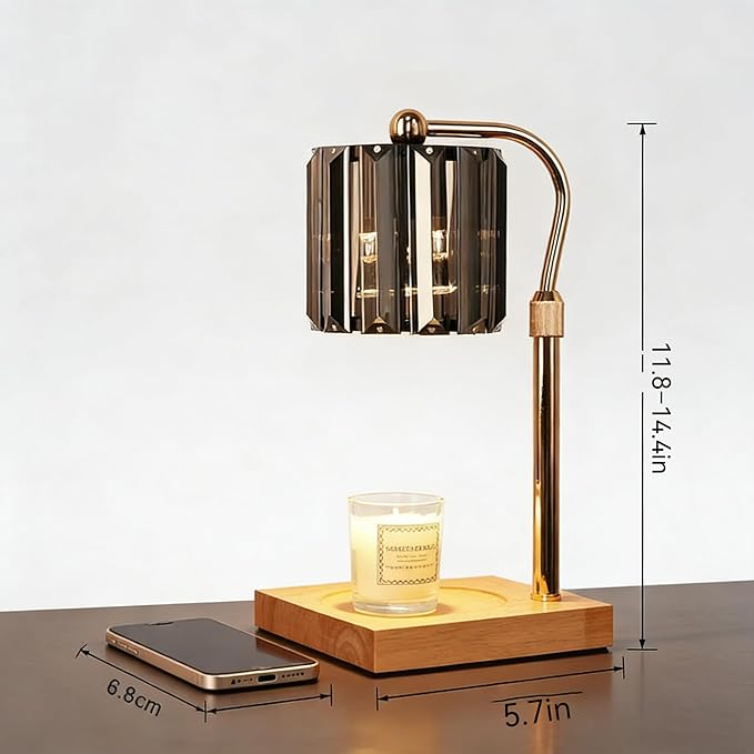 Candle Warmer Lamp with Timer & Dimmer – Artistic Glass Shade Desk Lamp for Bedroom, Home Decor, Gift for Mom or Women, Housewarming Present – Wax Melt Warmer for Jar Candles