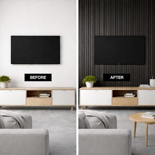 2-Pack Acoustic Wall Panels - Wood Slat Wall Decor - Soundproof Panels