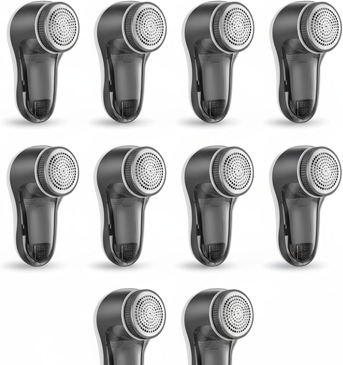 Ferrochef 10 Pack Fabric Shaver and Lint Remover,Sweater Defuzzer with 20 Replaceable Blades,Fuzz Remover Furniture Sweater Shavers to Remove Pilling, Battery Operated, Gray