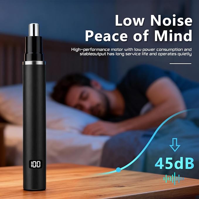 VNTGSHAVER Nose Hair Trimmer, Rechargeable Cordless Painless Ear Eyebrow Trimming Tool Dual Edge Blades Razor Easy Cleansing with LED Light for Man Woman, IPX7 Waterproof, for Nose, Ear, Eyebrows