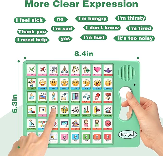 Joyreal AAC Device for Autism, Non Verbal Communication Tools for Speech Therapy & Stroke Rehab. Autism Communication Board with 5 Programmable Buttons & Adjustable Volume, Autistic Kids Must Haves
