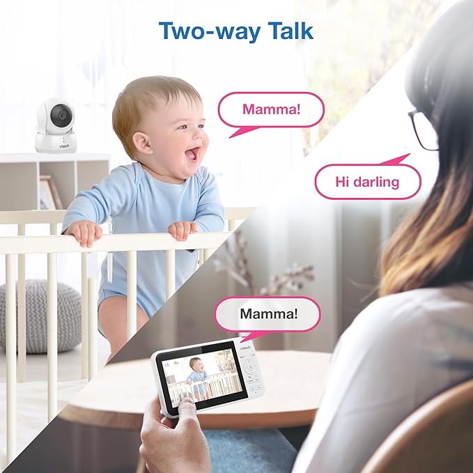 VTech VM924 No WiFi Remote Pan-Tilt-Zoom Video Baby Monitor - 5" LCD Screen, Up to 17Hrs Video/31Hrs Audio Battery, 1000ft Range, Night Vision, Soothing Sounds, Temperature Sensor