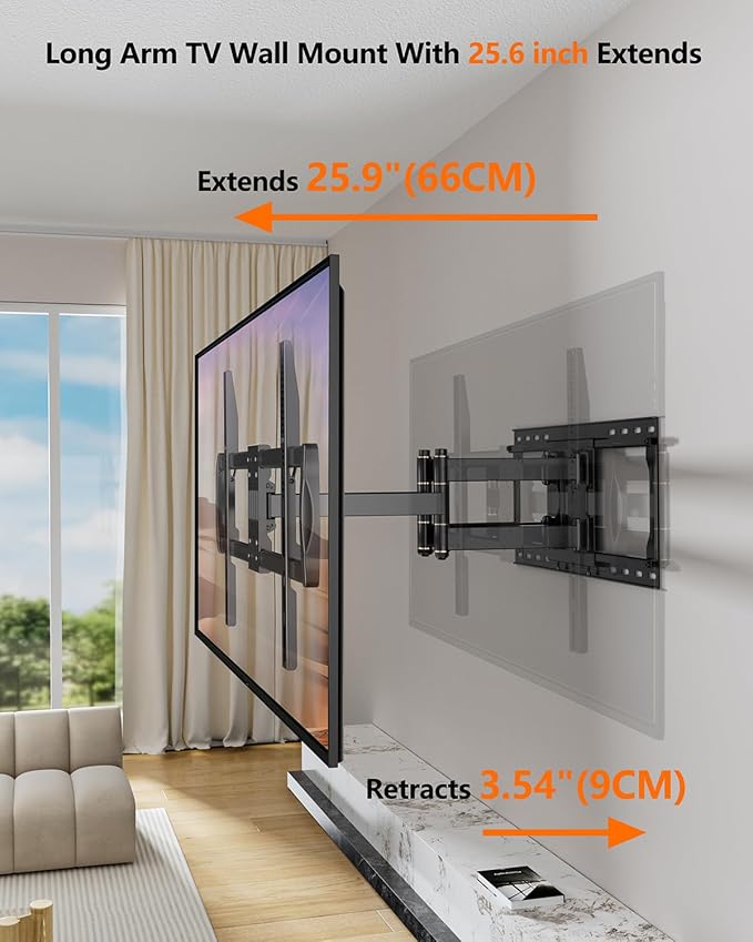 FORGING MOUNT Heavy Duty TV Wall Mount for 42-110" TVs up to 220lbs with 8.2" Sliding Moving for Screen Centering, Full Motion TV Mount Fit 24"-16" Studs with Swivel,Tilt&Level, Max VESA 800x600mm