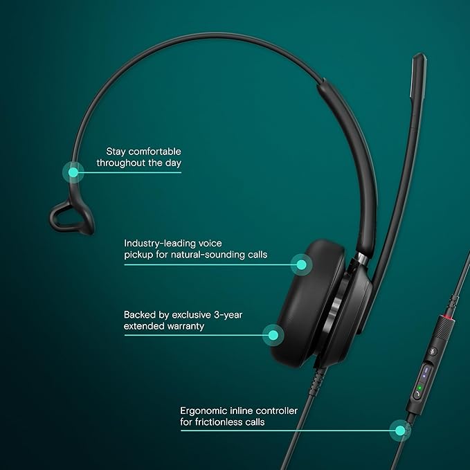 EPOS Impact 730 Mono Wired USB C and USB A Headset with Noise-Canceling Mic, in-Line Controls, High-Performance Audio, Comfortable Fit for Business Calls, Work from Home & Office Use