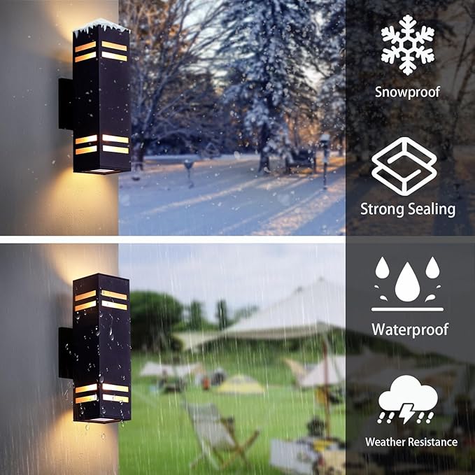 iYogaled Up and Down Lights Outdoor Wall Light Fixtures, Aluminum Dusk to Dawn Outdoor Lighting Fixture, Modern Black Exterior Light Fixtures, Wall Mount Porch Light for House Front Door
