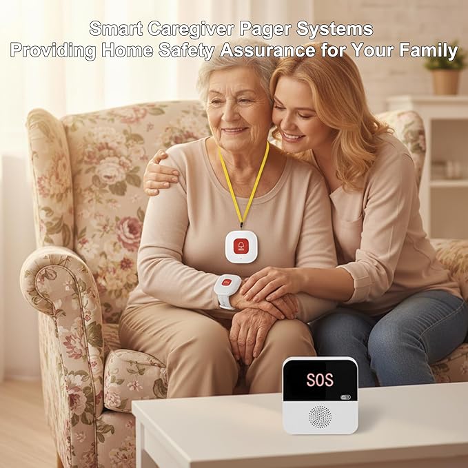 PerfeSafe Life Alert Systems for Seniors No Monthly Fee, Wi-Fi APP Control Wireless Caregiver Pager for Elderly at Home, Medical Alert Systems for Patients with 1 Receiver 2 Call Button 2 Watch Button