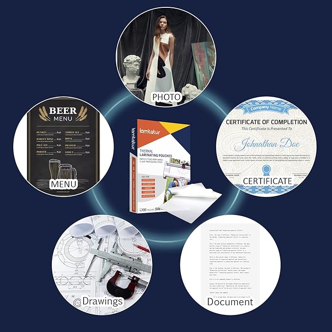 Lamtetur Thermal Laminating Pouches 9"x11.5" Inches, Holds 8.5 x 11 Inch Sheets,5mil 100Pack Hot Laminate Films, Clear Laminator Papers, Letter Size Lamination Sheets (5MIL 100PK)