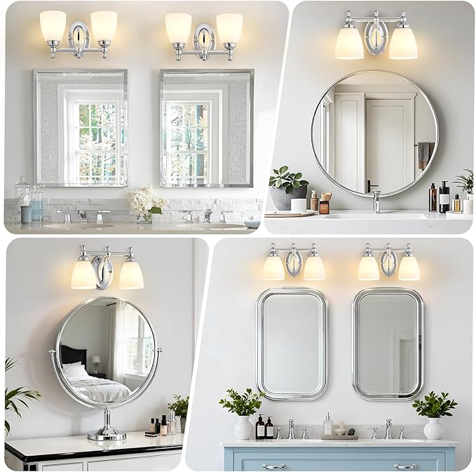 EJIAXIN Bathroom Vanity Lights Over Mirror, 2 Light Bath Vanity Light Modern Chrome Bathroom Lighting Vanity Light Vintage Style for Living Room Cabinet Bedroom Restroom