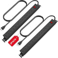 HHSOET 2Pack Rotating Mountable Power Strip, 12 Outlet Wall Mount Surge Protector, Metal Heavy Duty and Versatile Outlet Strip, Stylish Appearance, Sturdy and Durable. (2 Pack, 15FT)