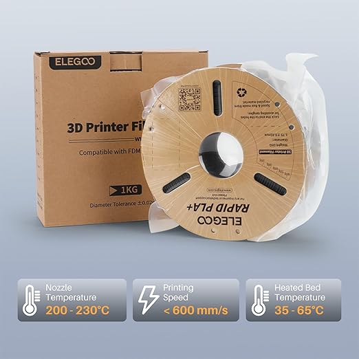 ELEGOO Rapid PLA Plus Filament 1.75mm Brown 1KG, PLA+ 3D Printer Filament for 600 mm/s High Speed Printing, Dimensional Accuracy +/- 0.02 mm, 1kg Cardboard Spool(2.2lbs)