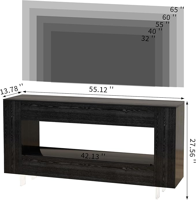 Vavkorkula TV Stand for 65 Inch with 2 Large Drawers & Hidden Storage Cabinets, Modern Farmhouse Entertainment Center Television Stands for Living Room Bedroom, Black