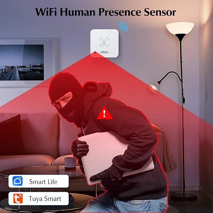 eMylo WiFi Human Presence Sensor 2 Pack, WiFi Millimeter Wave Radar Detection - No Hub Needed, 24/7 Smart Motion Detection for Home & Business, Compatible with TUYA/Smart Life(2.4 GHz Wi-Fi Required)