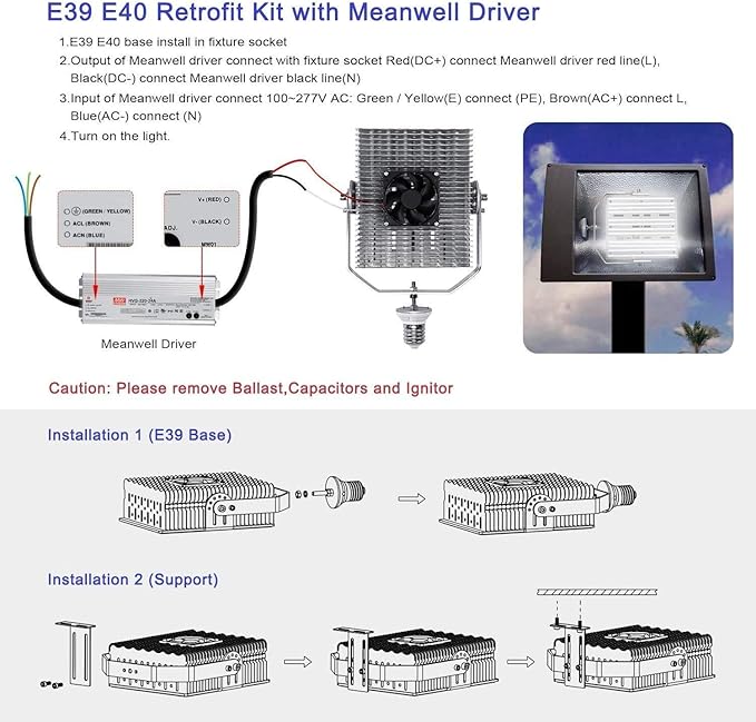 OPENLUX 240 watt LED Shoebox Retrofit Kits, 33,600lm, 5700K LED Retrofit with E39 Base for Parking Lot Shoebox/Tennis Court/Bypass/Arena/Stadium [ETL/DLC Certified][ 960W MH/HPS Equiv.] AC 100-277V