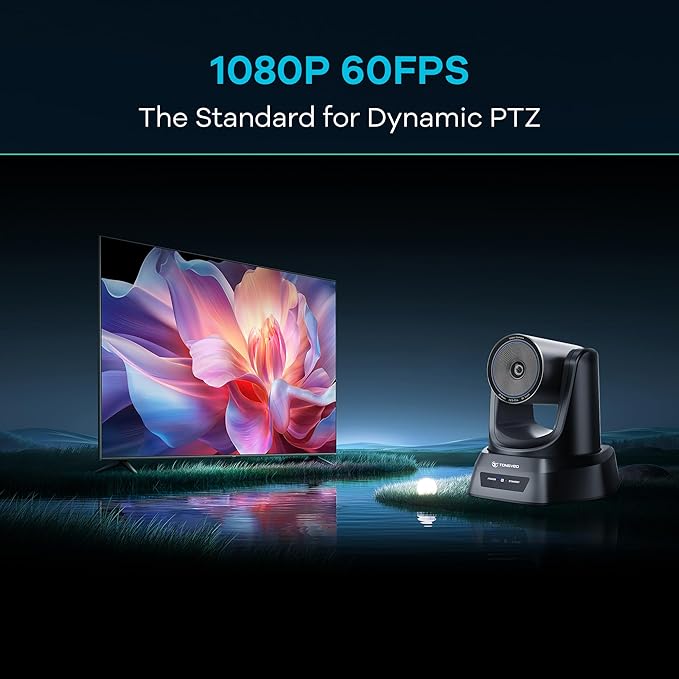 TONGVEO 3X Optical Zoom PTZ Camera AI Auto-Tracking HDMI USB 3.0 1080P 60fps Wide-Angle for Video Conference Business Meeting Live Streaming Online Learn with Zoom YouTube Teams OBS and More