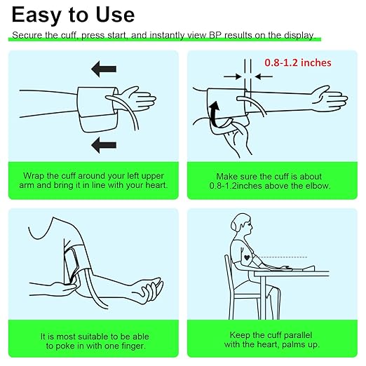 Blood Pressure Monitor Upper Arm: Automatic Blood Pressure Monitors for Home Use - Electric BP Machines Large Cuff 8.7"-16.5" Adjustable - LCD Digital Display 2 Users 99 Sets Memory