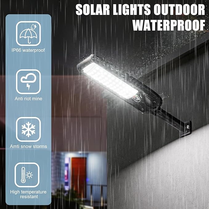 Solar Street Lights Outdoor Waterproof ,30000LM Dusk to Dawn Solar Lights with Motion Sensor and Remote Control Solar Powered LED Flood Light Outside for Parking Lot, Security, Garden, Garages 2 Pack