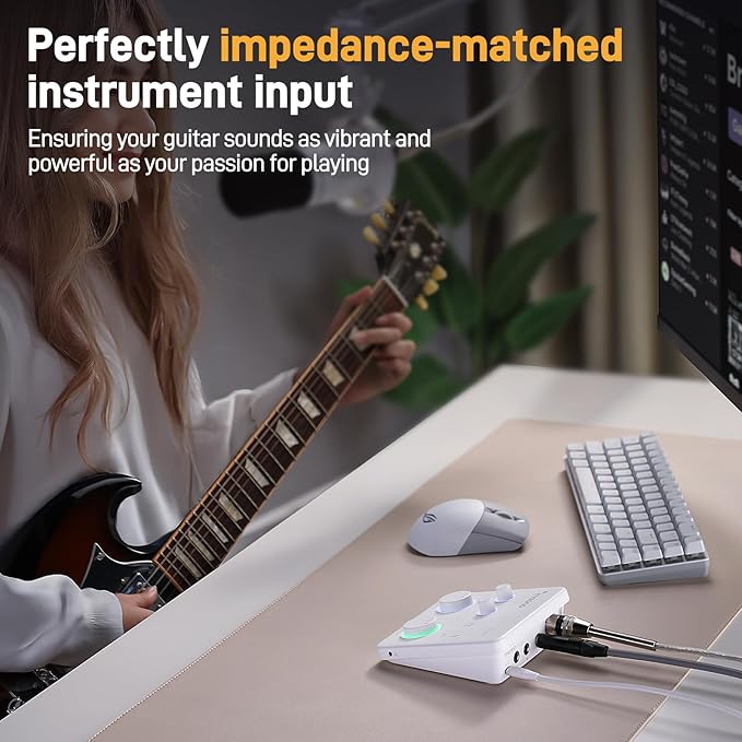 MAONO USB Audio Interface for PC: Interface with XLR Input 24-bit/192kHz Routing Software LOOPBACK ASIO Driver for Recording Music, Home-Studio, Guitar, Podcast, Streaming, DAW(PS22 Lite White)