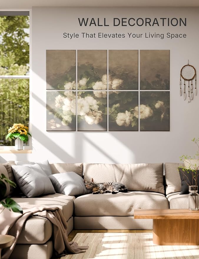 Wall Art Acoustic Panels,35''X24''Sound Absorbing Panels-8-Pack with 50 Adhesive Tabs, Decorative Sound Absorbing Panels for Living Room and Recording Studio, Offices-Stilleven met gitaar en rozen