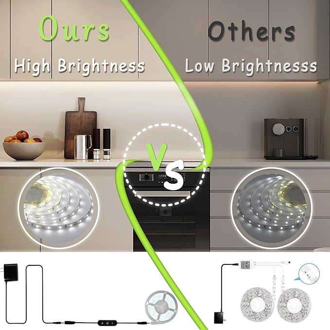 Led Strip Lights for Bedroom Dimmable 30 FT 540 Leds Rope Light Flexible Super Bright White Tape Lights for Ceiling Room Home Decor Luces Leds for DIY Living Room Kitchen Vanity Mirror Study Room
