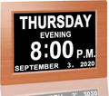 JALL 【New 2024】 Digital Calendar Alarm Day Clock - with 8" Large Screen Display, am pm, Multiple Alarms, for Impaired Vision People, The Aged Seniors, The Dementia, for Desk, Wall Mounted, Wood