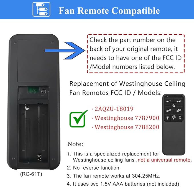 Replacement Remote for Westinghouse Ceiling Fan Remote 7787900 7788200, 4-Speed Dimming Fan Remote Control with Backlit Buttons,Easy to Set with Mount Holder-Remote only