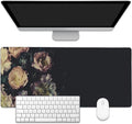 EOBKLAX Mouse Pad,Vintage Peonies Desk Mat for Desktop,Desk Pad with Non-Slip Base and Stitched Edge,Extended Mousepad for Office and Home 35.4X15.7 Inch