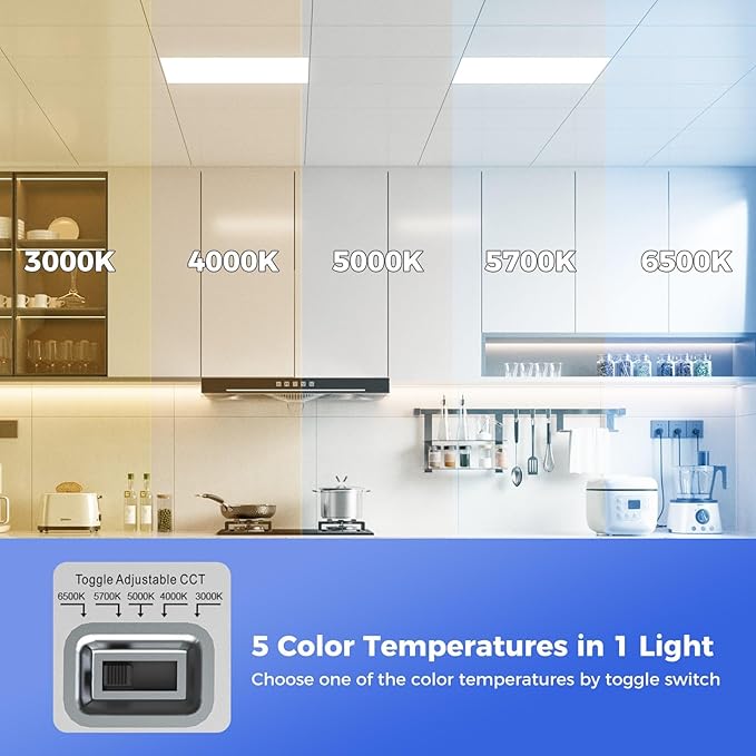 Aphyni 48 Pack 2x2 LED Flat Panel Light, Dimmable Office Kitchen Flush Mount Ceiling Light Panel,Bright 6500LM,Dimmable,Selectable Features, 3000K/4000K/5000K/5700K/6500K, 30W/35W/40W/45W/50W
