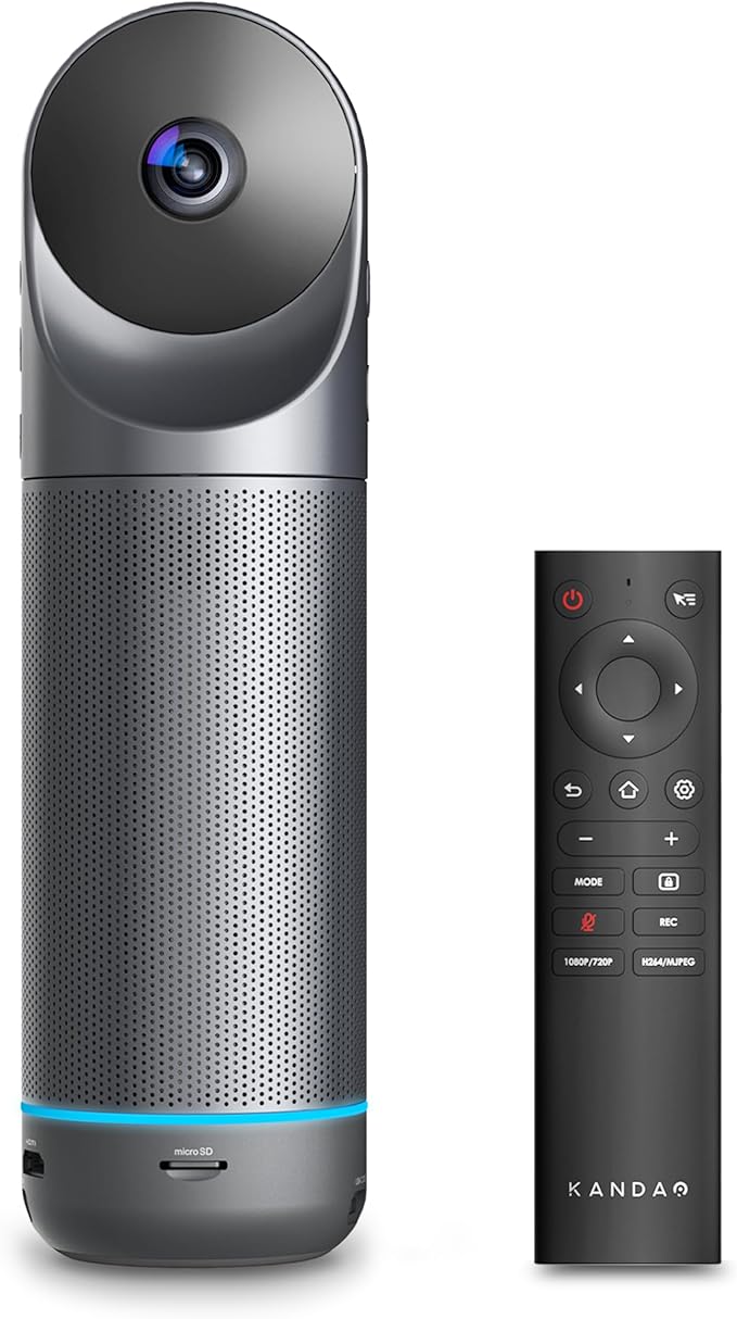 KanDao Meeting Pro 360° Video Conference Room Camera - AI Tracking, Meeting Recording & USB Plug-Play, Portable 8 Mics Array Meeting Camera, Compatible with Zoom/Teams/Google Meet, 5 Smart Modes