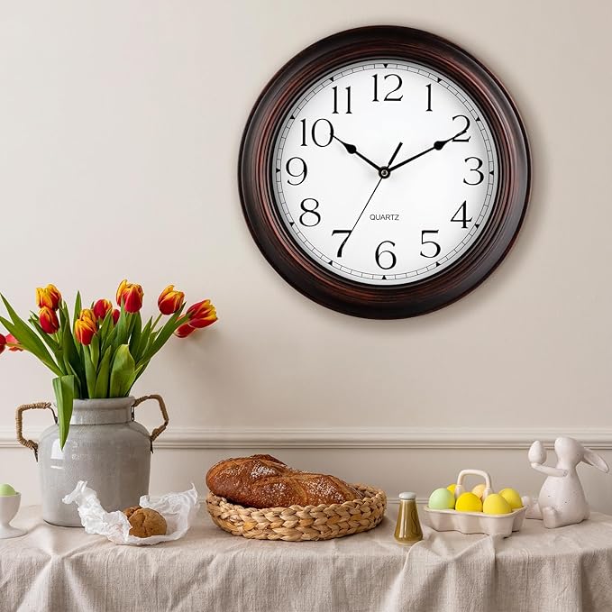 KECYET Wall Clocks Battery Operated Silent Non-Ticking Wall Clock 8.5 Inch Small Vintage Retro Rustic Style Decorative for Kitchen Living Room Home Office (Bronze)