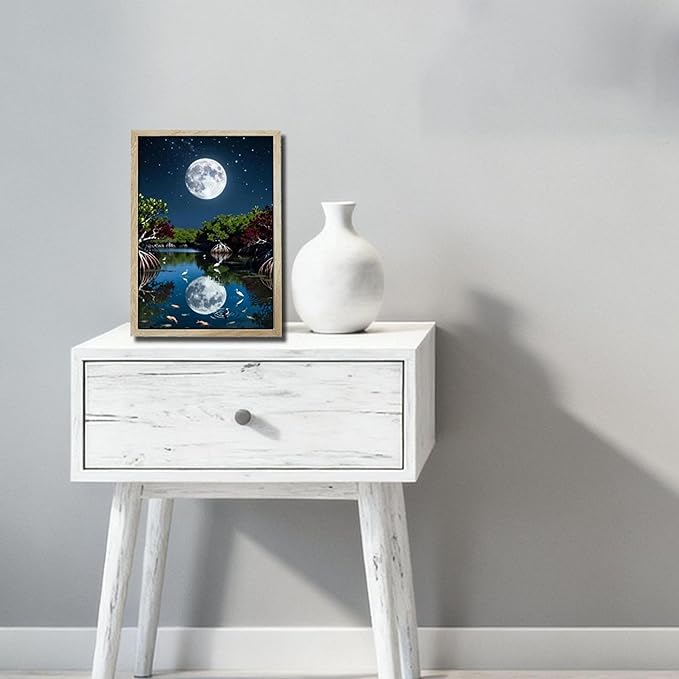 URVIP LED Glowing Photo Frame, 3D Starry-Sky Moon Animal Wall Art, 9x12 Inches Dimmable Light Up Light Painting for Bedroom, Unique Aesthetic Decor, Great Birthday Gift for Women Men