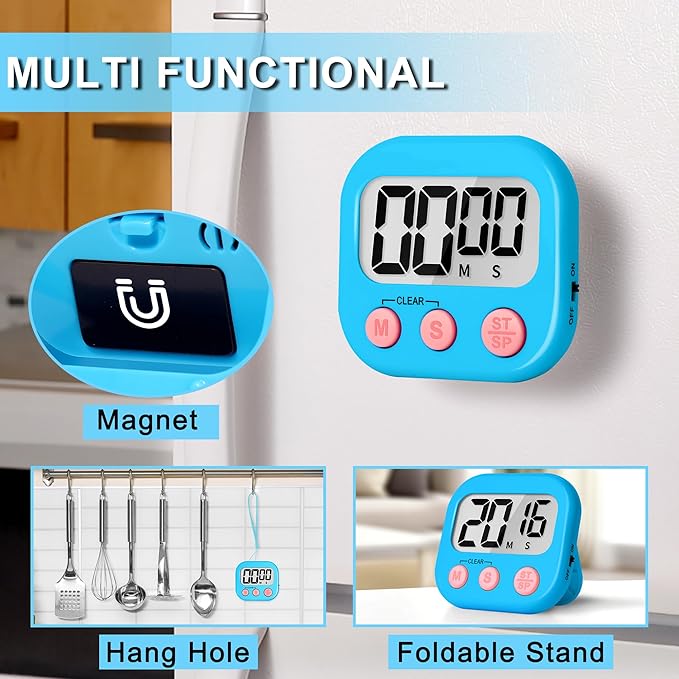 ZILLEEN Classroom Timer for Kids Teachers 2 Pack Digital Timers, Blue & Pink