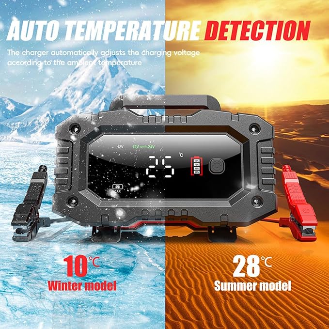 Car Battery Charger 20Amp, 12V 24V LiFePO4 Lead Acid Automatic Smart Battery Maintainer,Trickle Charger Automotive & Desulfator, Repair & Winter Mode w/Protections For AGM STD Gel Deep Cycle Batteries
