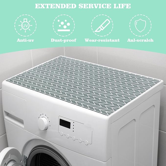 Actvty Washer and Dryer Covers for the Top, 2 Pieces 25.6'' x 23.6'' Washer Dryer Top Protector Mat, Diatomite Rubber Washing Machine Top Covers Non-Slip Scratch Protection Dust-Proof