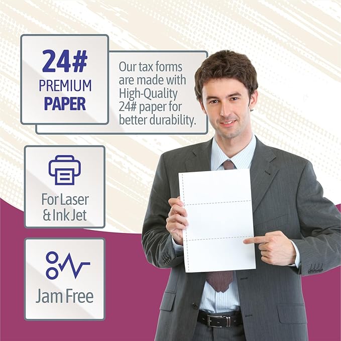 W-2 Forms Blank Paper 4-Up Version NO Instructions on Back for Laser and Ink Jet Printer (Forms & Self Seal Envelopes) (50 Sets)