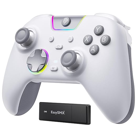 EasySMX X05Pro Wireless PC Controller – Soft-Click Low-Noise Buttons, Dual-Stage Impulse Triggers, Hall Joysticks with 1000Hz Polling, 2 Programmable Buttons, 1000mAh Battery, Multi-Platform Controller for PC/Switch/Android/iOS