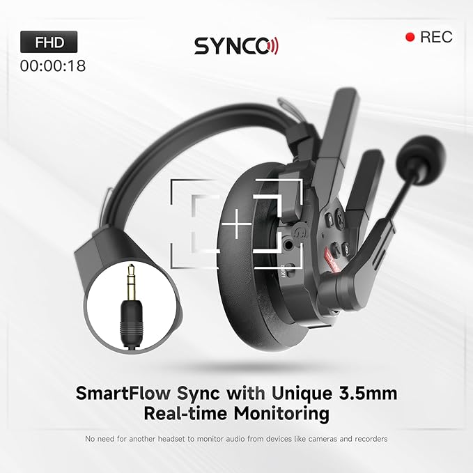 SYNCO XTALK XPro2 Wireless Intercom Headset System, 2.4 GHz 1640FT/500M Full Duplex for 2 Persons Communication with Noise Cancellation for Live Show Stage Performance Movie Shoot