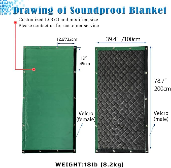 LTCANOPY Sound Barrier Temporary Construction Traffic Industrial Sports Pitches Outdoor Noise Control Sound Blocking Reducing Cancelling Soundproof Screen Blankets 39.3”x78.7-1 Pack-(Green)